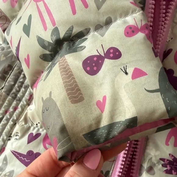 Pink Kids Print Puffer Jacket - Picture 10 of 11